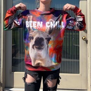 LLAMA tie-dye crewneck sweatshirt “Been Chill”